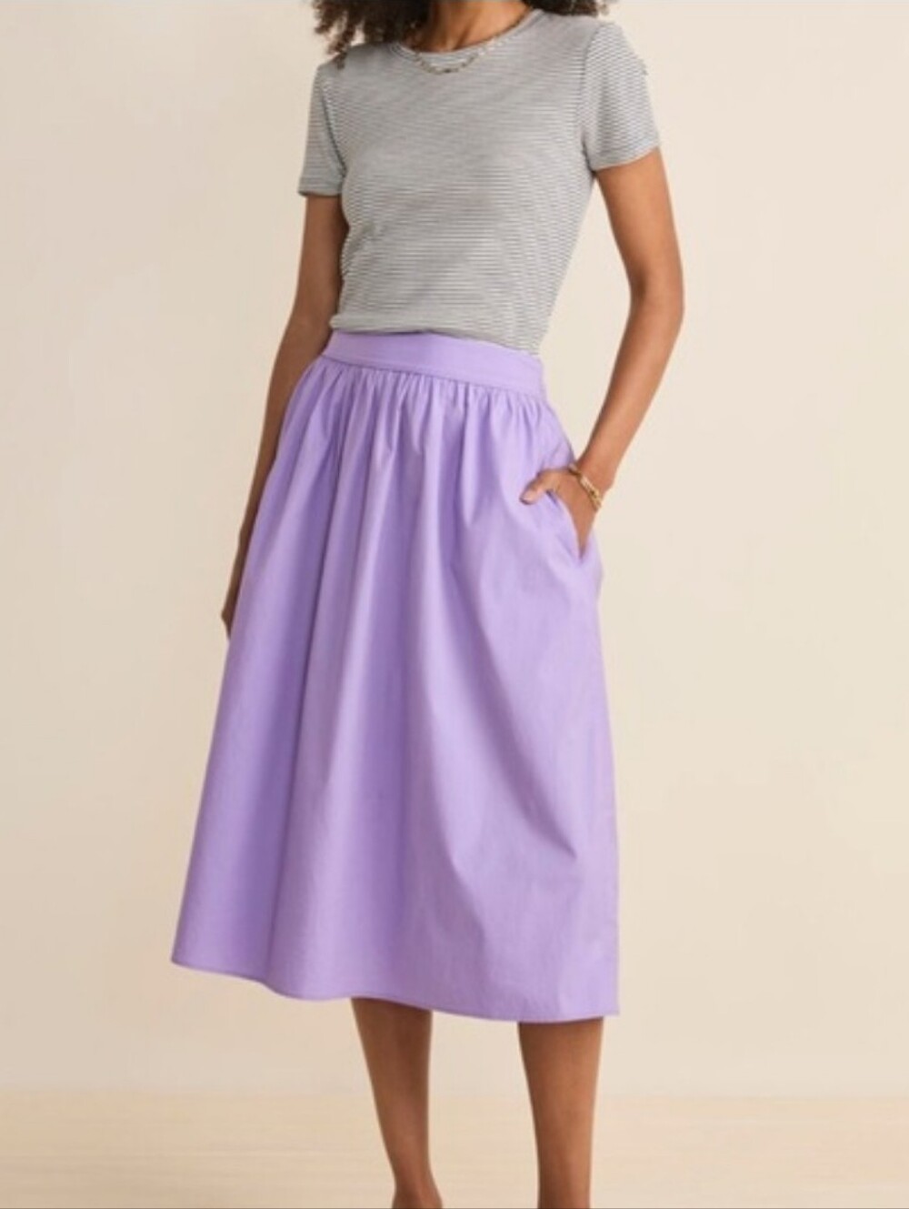 Vineyard Vines Lavender A-Line Gathered Skirt L